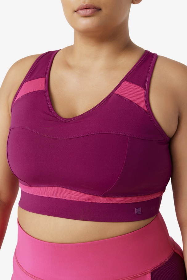 Magenta Purple/Bright Pink Fila UK Uplift Racerback Sports Bra