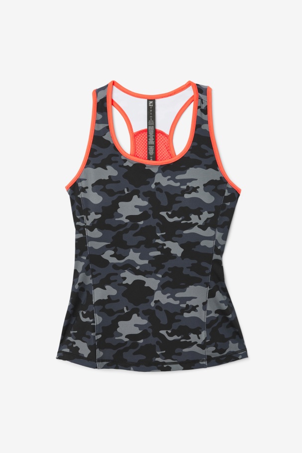 Fila UK Dark Camo/Hot Coral/Black Uplift Colorblock Racerback Tank