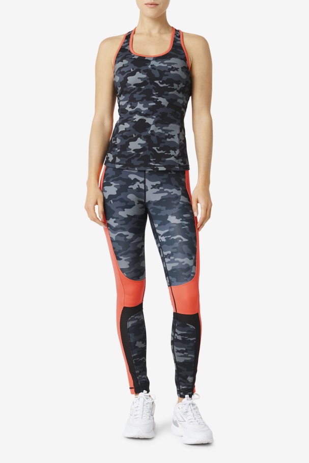 Fila UK Dark Camo/Hot Coral/Black Uplift Colorblock Racerback Tank