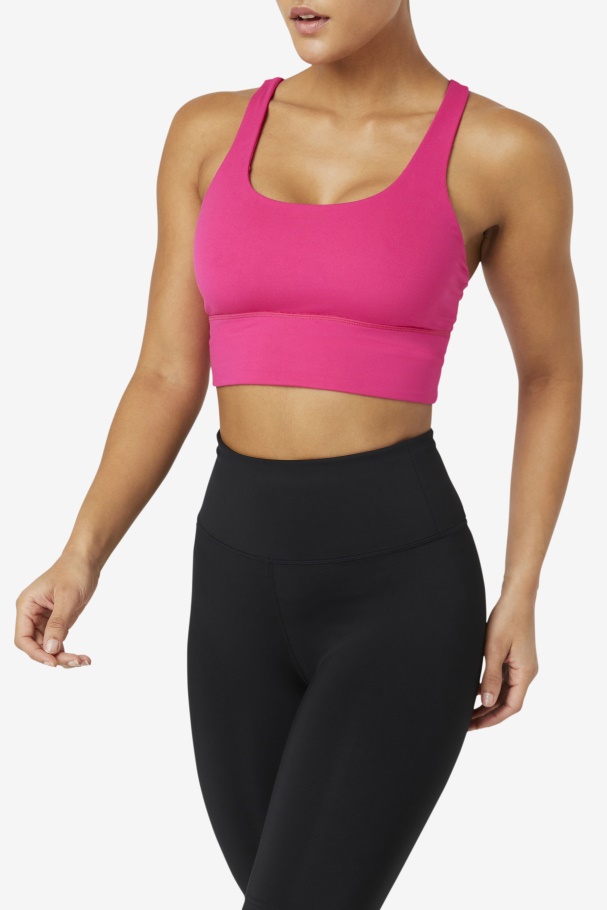 Fila UK Uplift Cross Back Bra Top Bright Pink