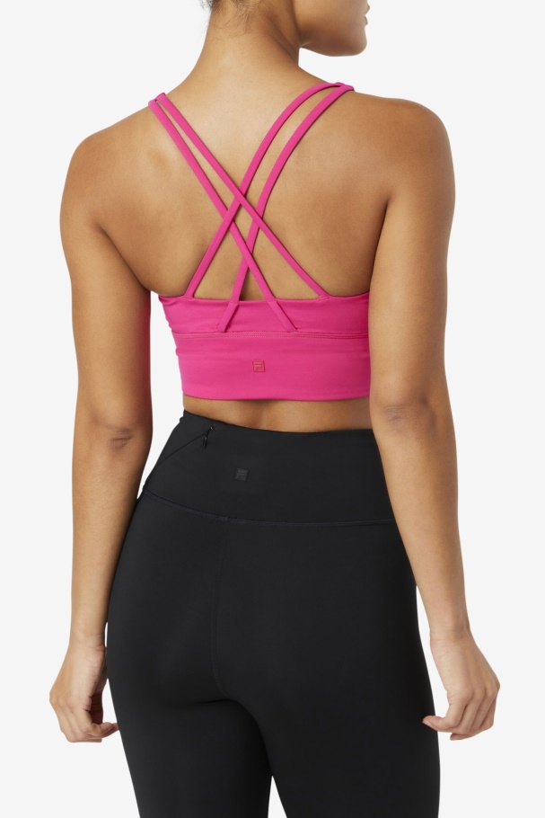 Fila UK Uplift Cross Back Bra Top Bright Pink