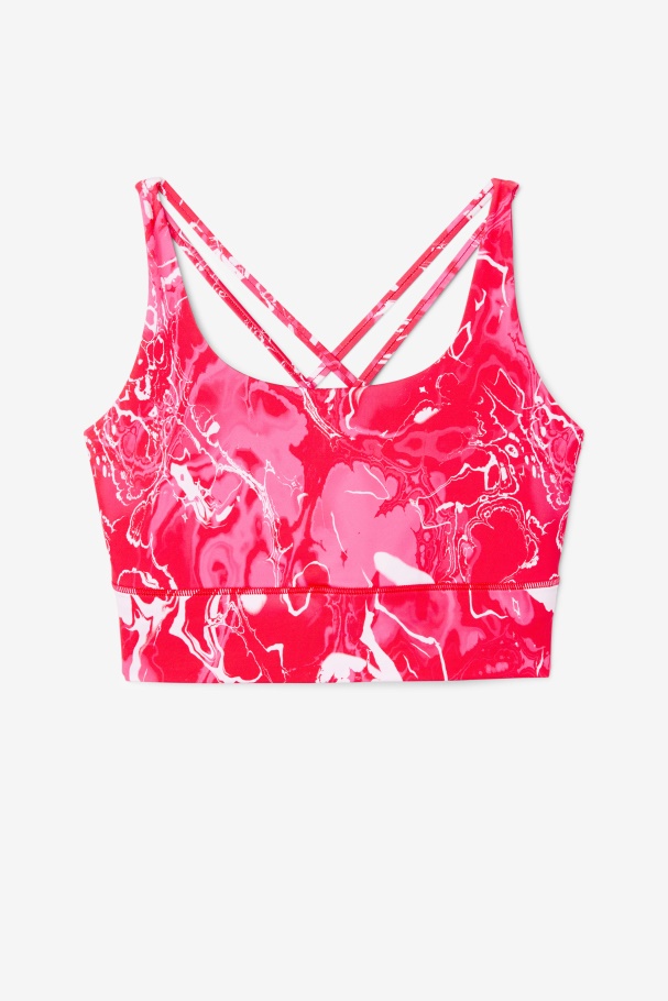 Fila UK Pink Marble Uplift Cross Back Bra Top