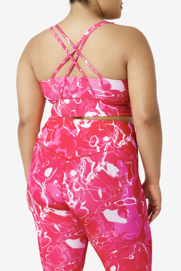 Fila UK Pink Marble Uplift Cross Back Bra Top