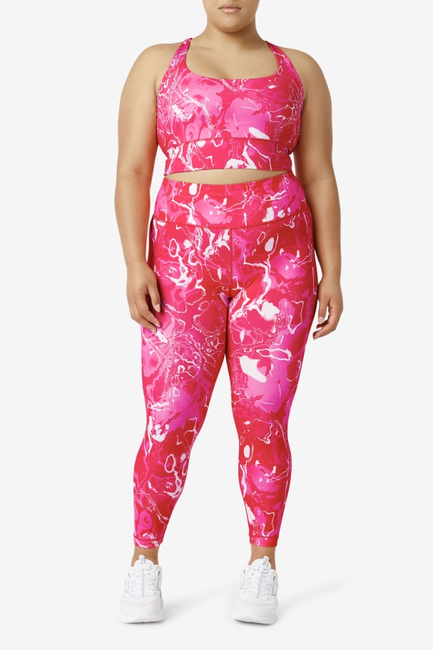 Fila UK Pink Marble Uplift Cross Back Bra Top