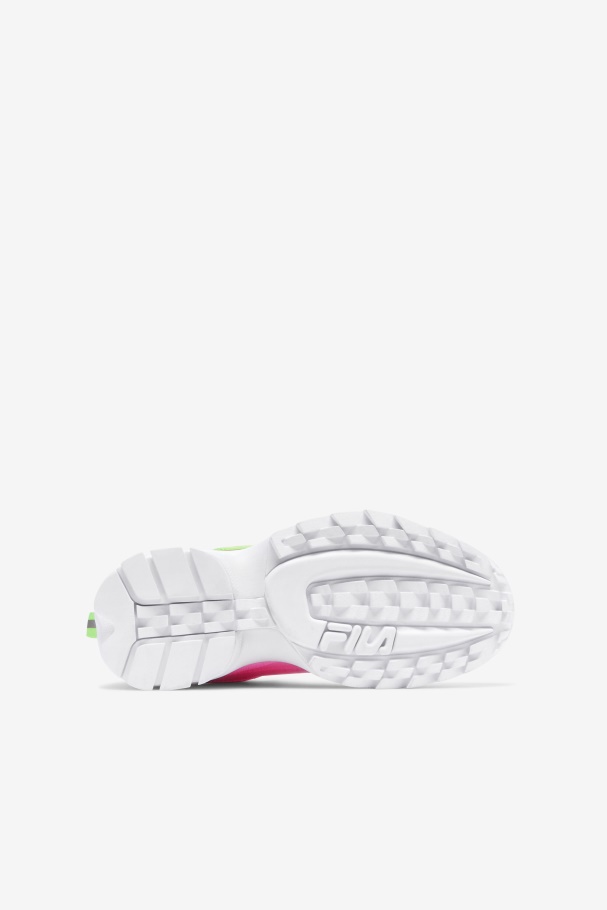 Pink/Green/White Big Kids\' Disruptor 2 Premium Fila UK
