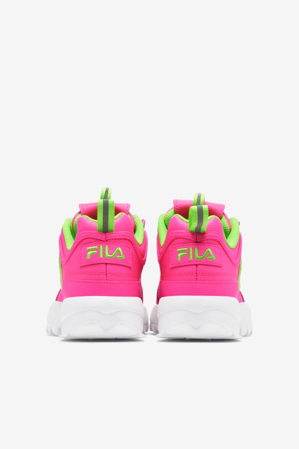 Pink/Green/White Big Kids\' Disruptor 2 Premium Fila UK