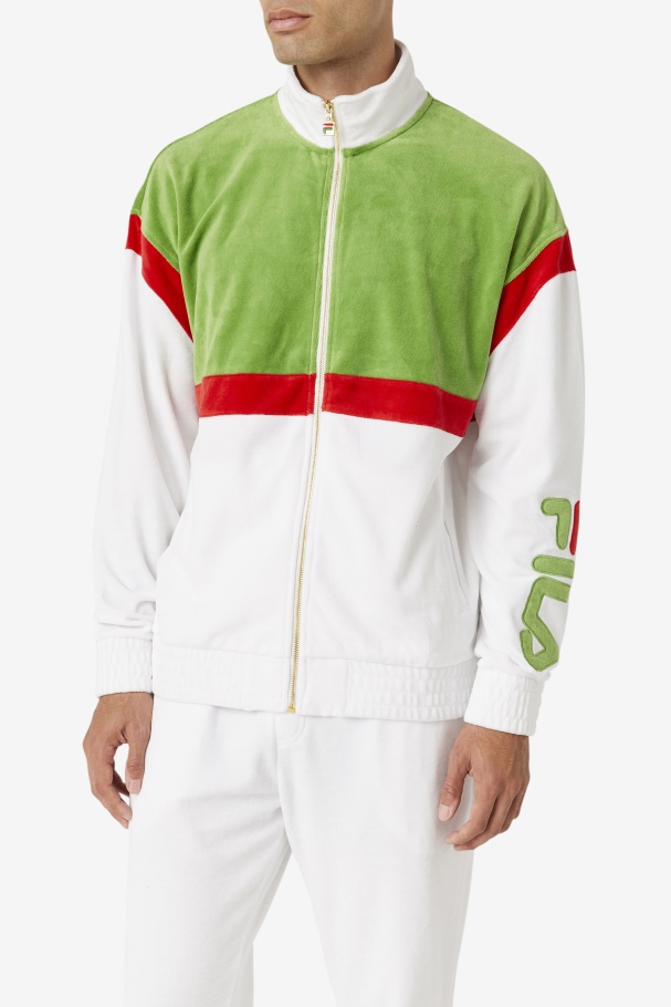 Fila UK White/Forest Green/Red Mansur Velour Jacket