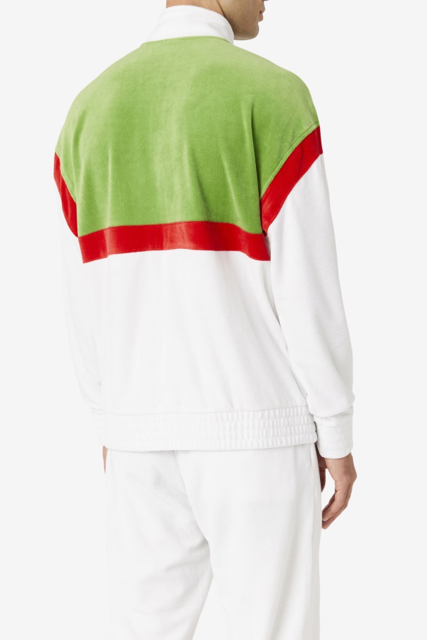 Fila UK White/Forest Green/Red Mansur Velour Jacket