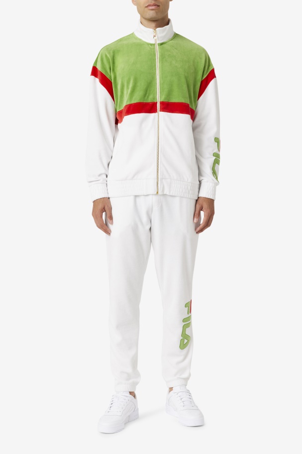 Fila UK White/Forest Green/Red Mansur Velour Jacket