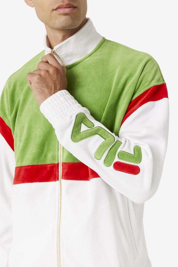 Fila UK White/Forest Green/Red Mansur Velour Jacket