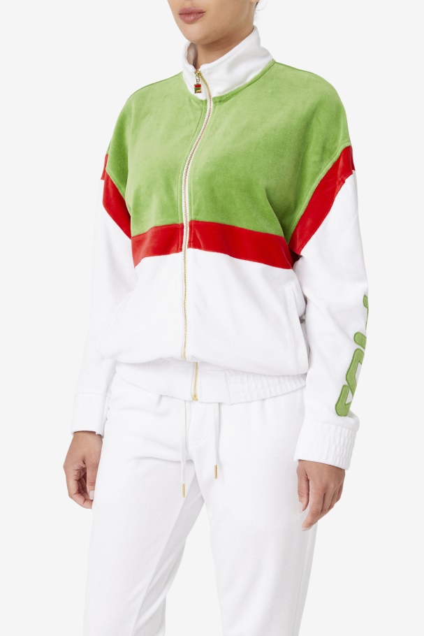 Fila UK White/Forest Green/Red Mansur Velour Jacket