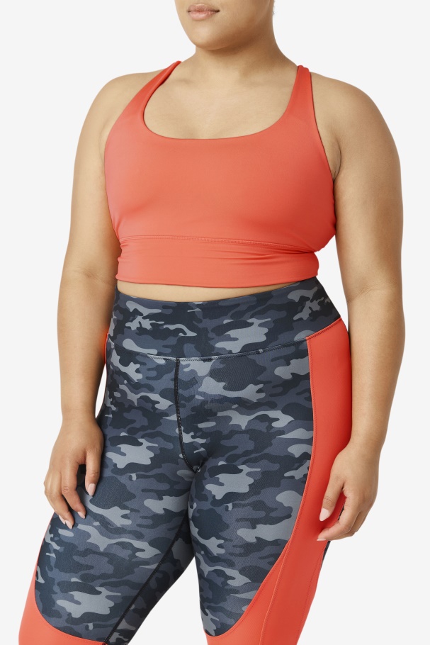 Hot Coral Uplift Cross Back Bra Top Fila UK