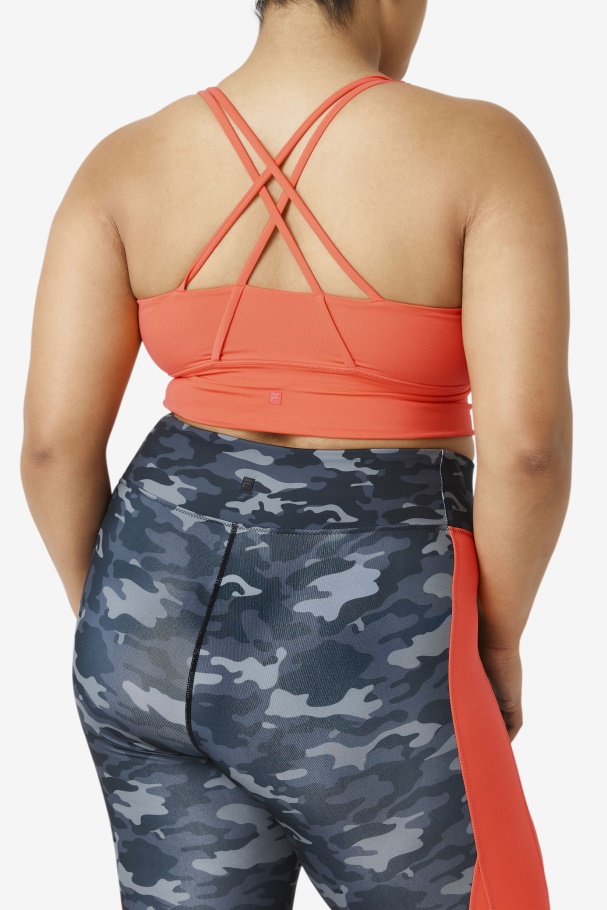 Hot Coral Uplift Cross Back Bra Top Fila UK