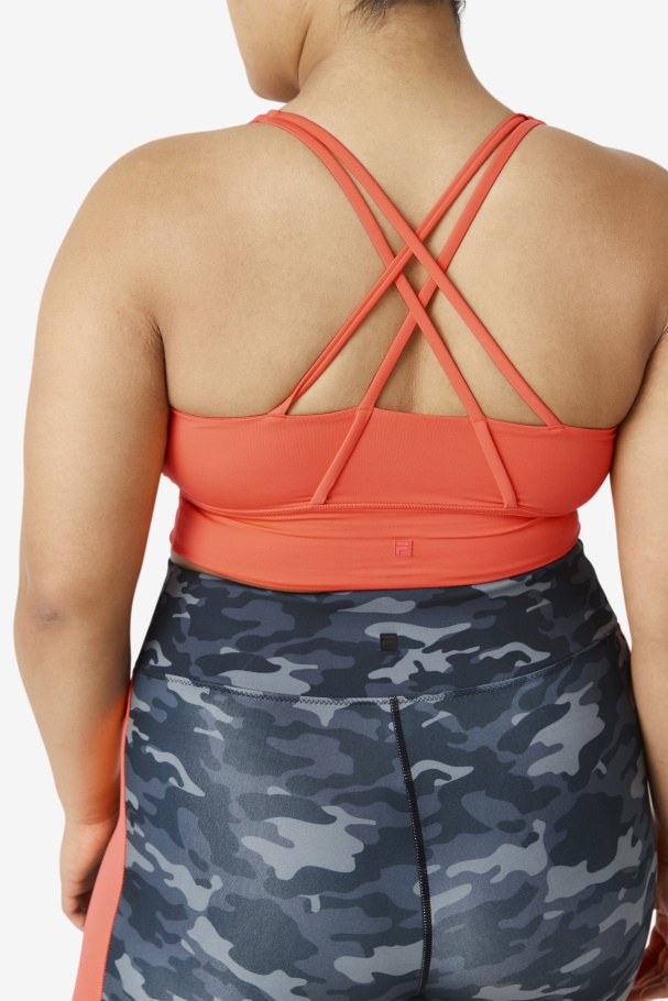 Hot Coral Uplift Cross Back Bra Top Fila UK
