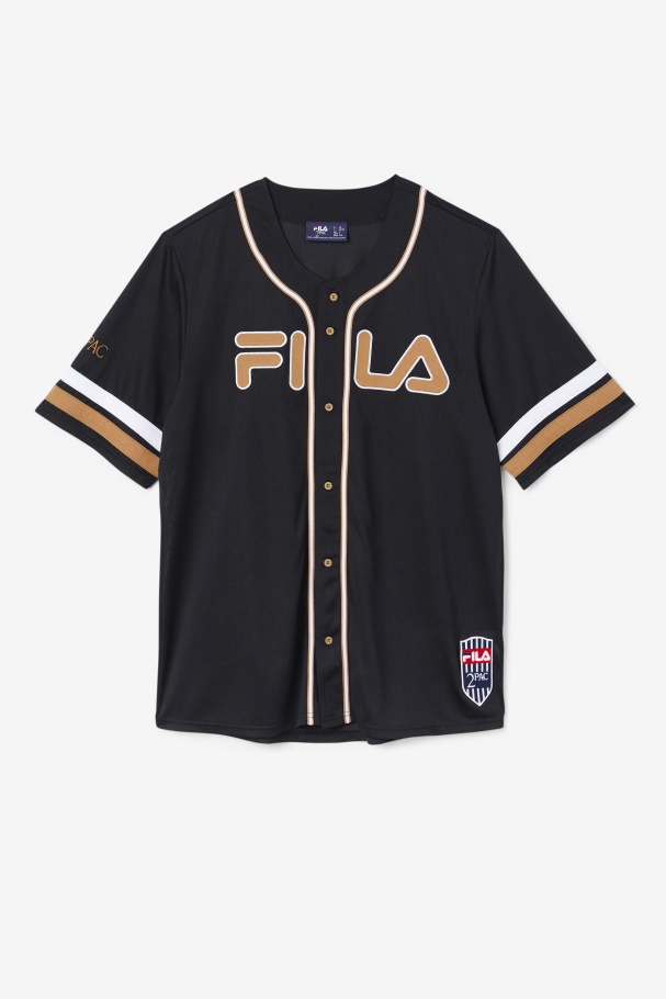 Black/Tobacco Brown/White Fila UK 2Pac Baseball Jersey