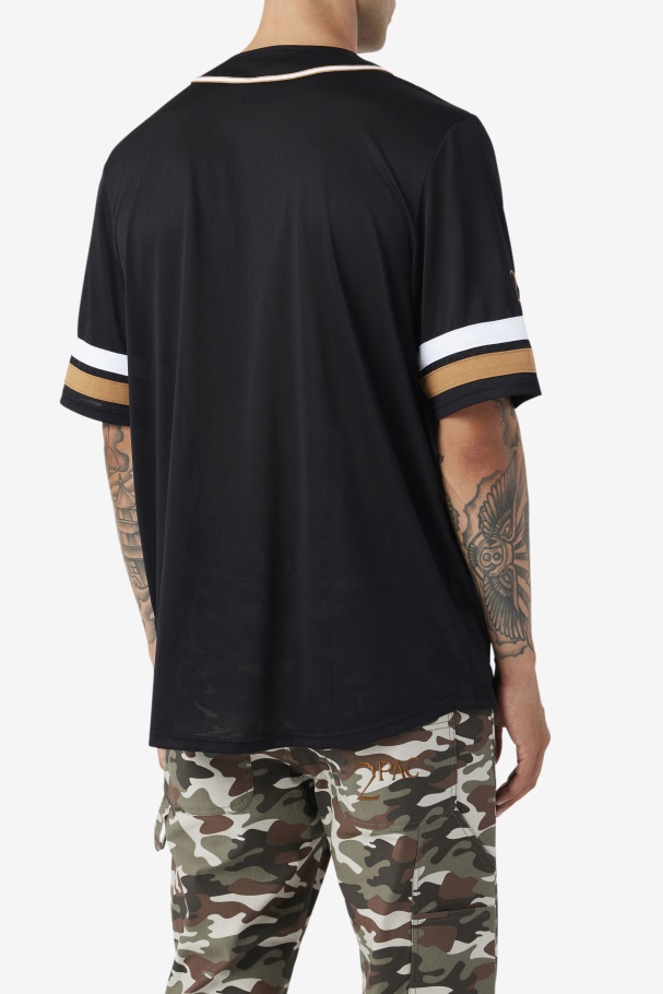 Black/Tobacco Brown/White Fila UK 2Pac Baseball Jersey