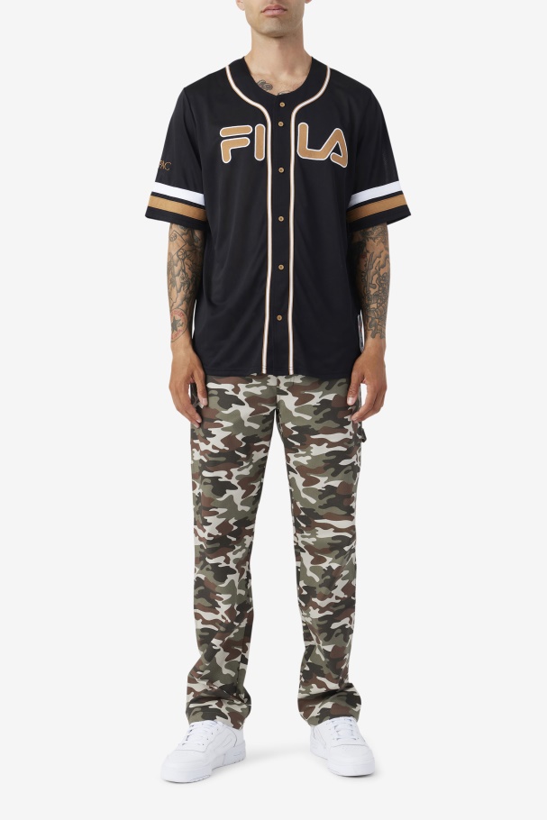 Black/Tobacco Brown/White Fila UK 2Pac Baseball Jersey