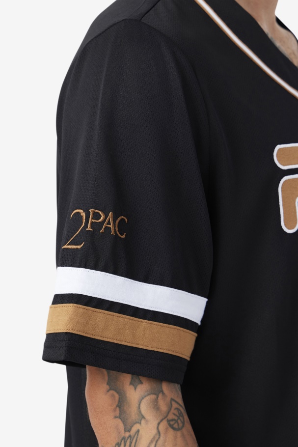 Black/Tobacco Brown/White Fila UK 2Pac Baseball Jersey