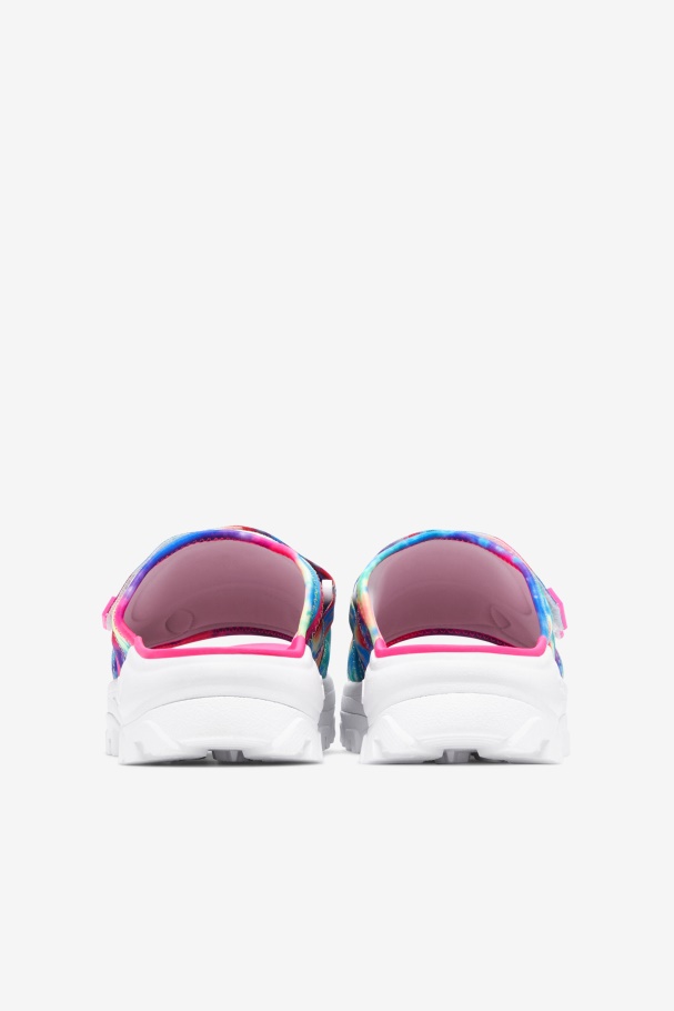 Multi/White/Pink Glo Women\'s Tie Dye Outdoor Slide Fila UK