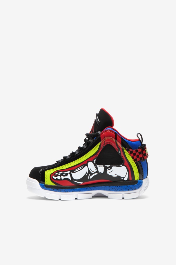 Big Kids\' Grant Hill 2 Racing White/Lime Punch/Blue Fila UK