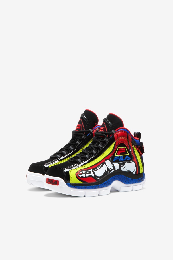 Big Kids\' Grant Hill 2 Racing White/Lime Punch/Blue Fila UK