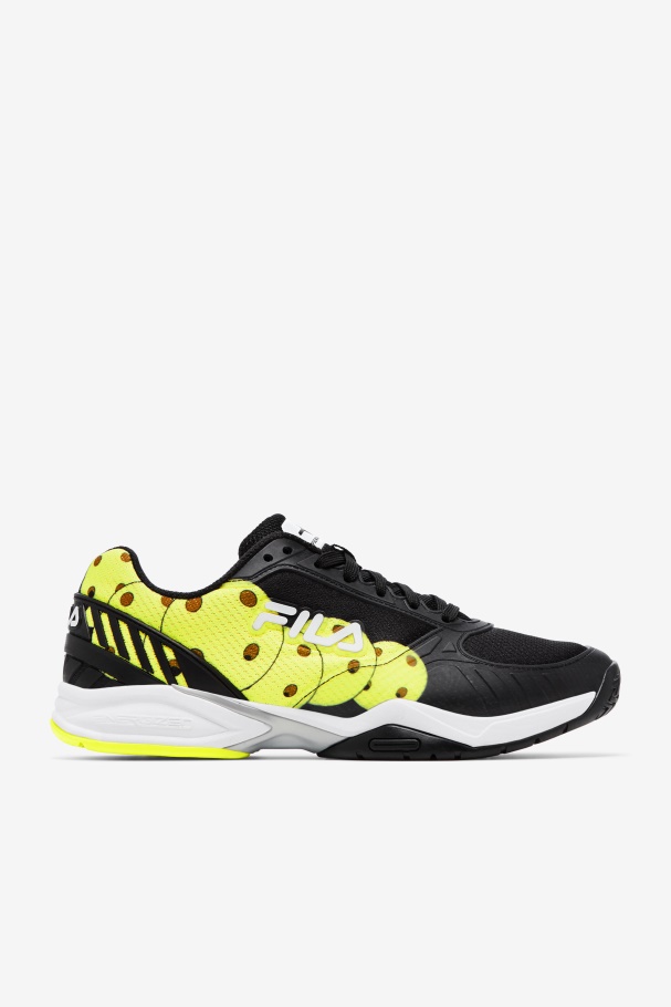 Black/White/Yellow Men's Volley Zone Fila UK