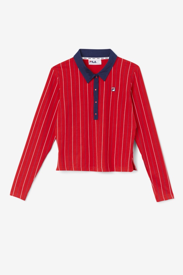 Red Jada Long Sleeve Polo Fila UK