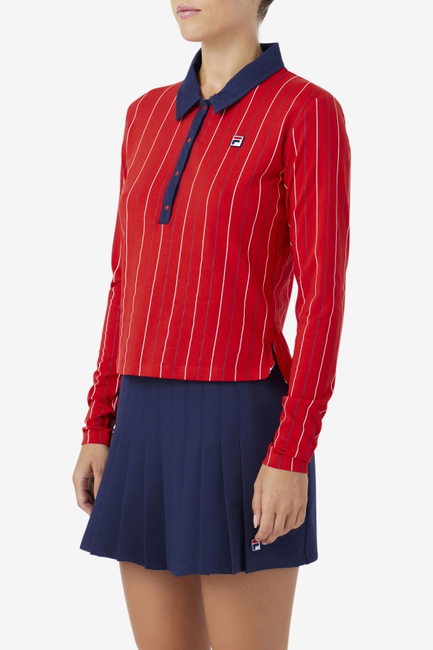 Red Jada Long Sleeve Polo Fila UK