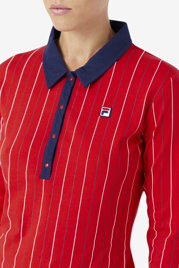 Red Jada Long Sleeve Polo Fila UK