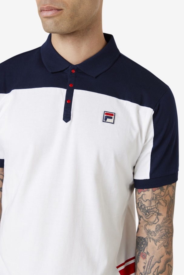 mivvi Polo Fila UK White/Navy/Red