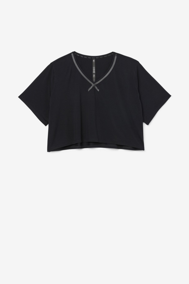 Black Fila UK Fi-Lux Hi-Low Crop Top