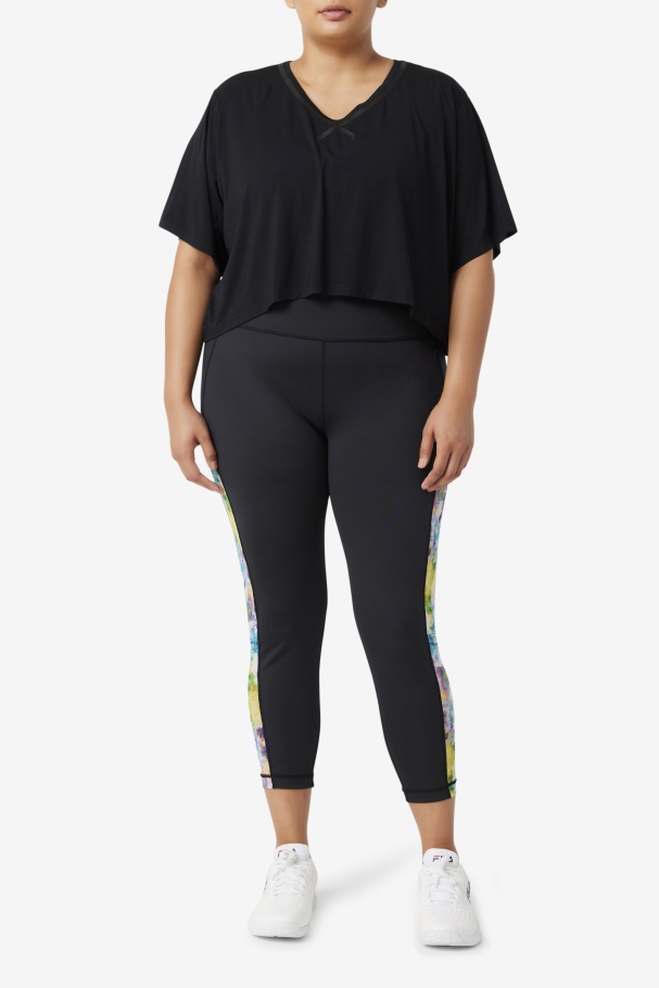 Black Fila UK Fi-Lux Hi-Low Crop Top
