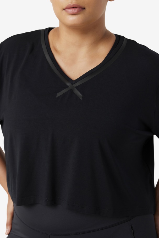 Black Fila UK Fi-Lux Hi-Low Crop Top
