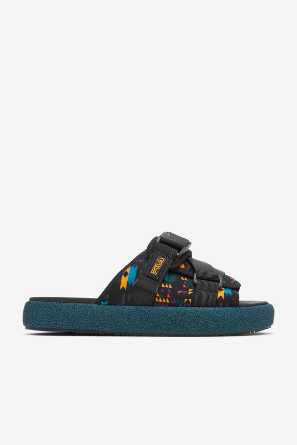 Black/June Bug/Saffron Fila UK Men's Atlas Slide
