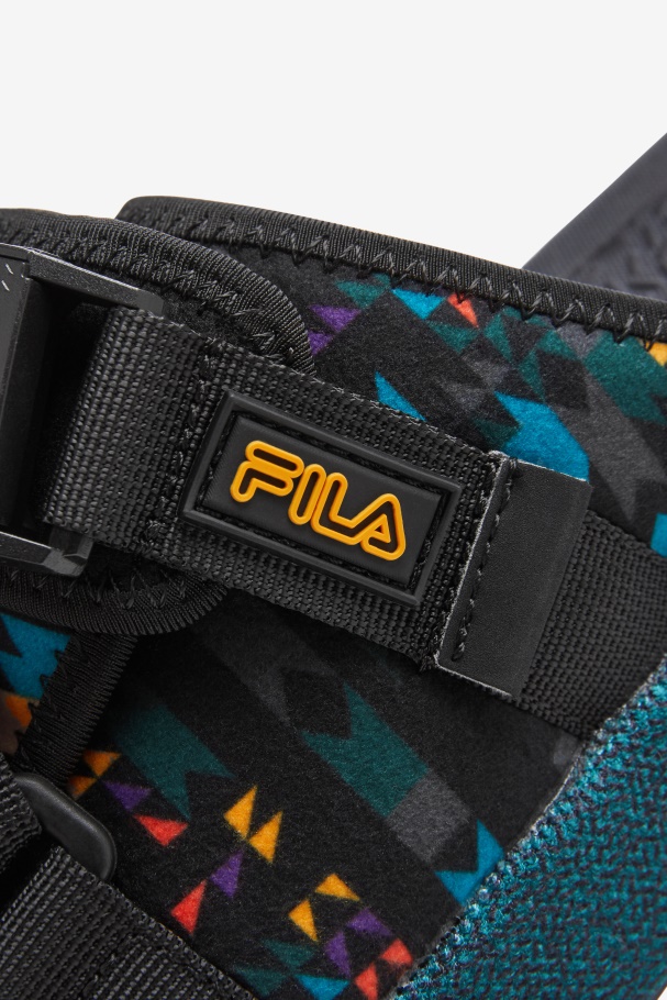 Black/June Bug/Saffron Fila UK Men\'s Atlas Slide