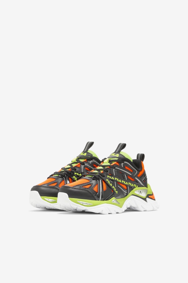 Little Kids\' Electrove 2 Fila UK Black/Red Orange/Lime Punch