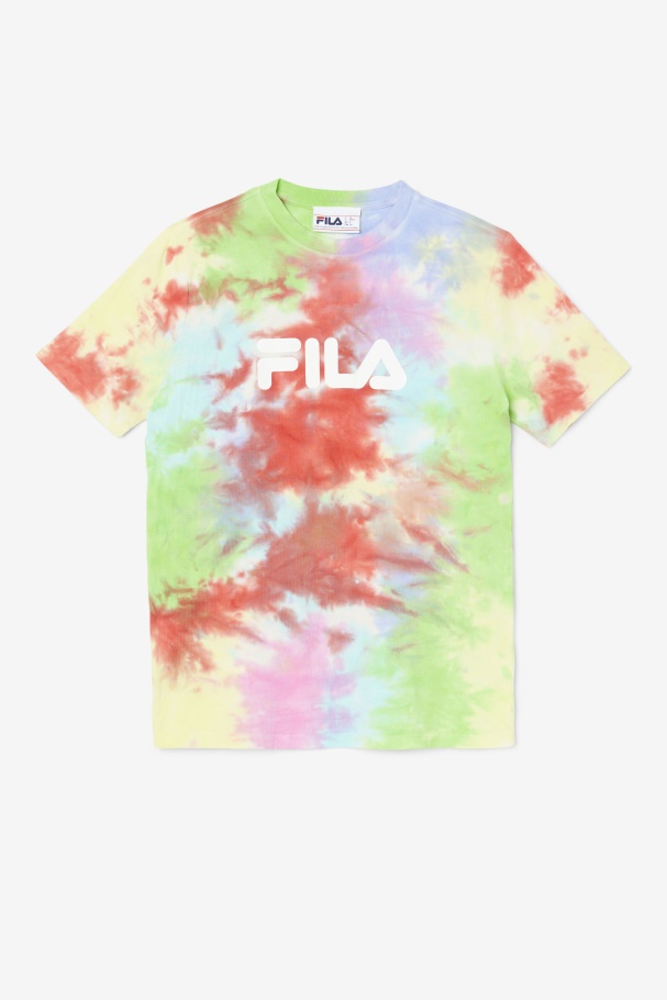 Fila UK Alivia Tie Dye Tee Green/White/Periwinkle/Red