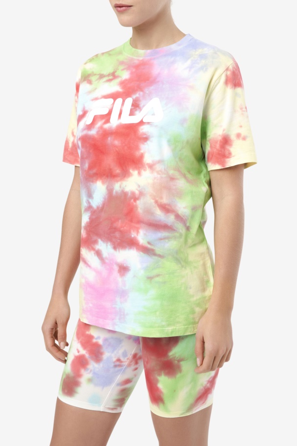 Fila UK Alivia Tie Dye Tee Green/White/Periwinkle/Red