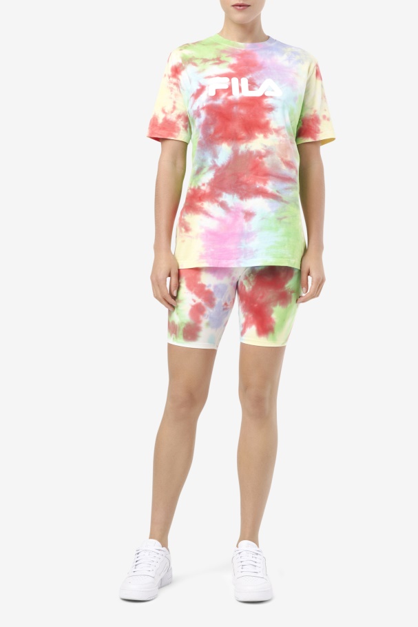 Fila UK Alivia Tie Dye Tee Green/White/Periwinkle/Red