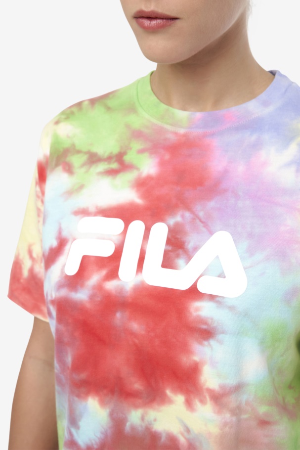 Fila UK Alivia Tie Dye Tee Green/White/Periwinkle/Red