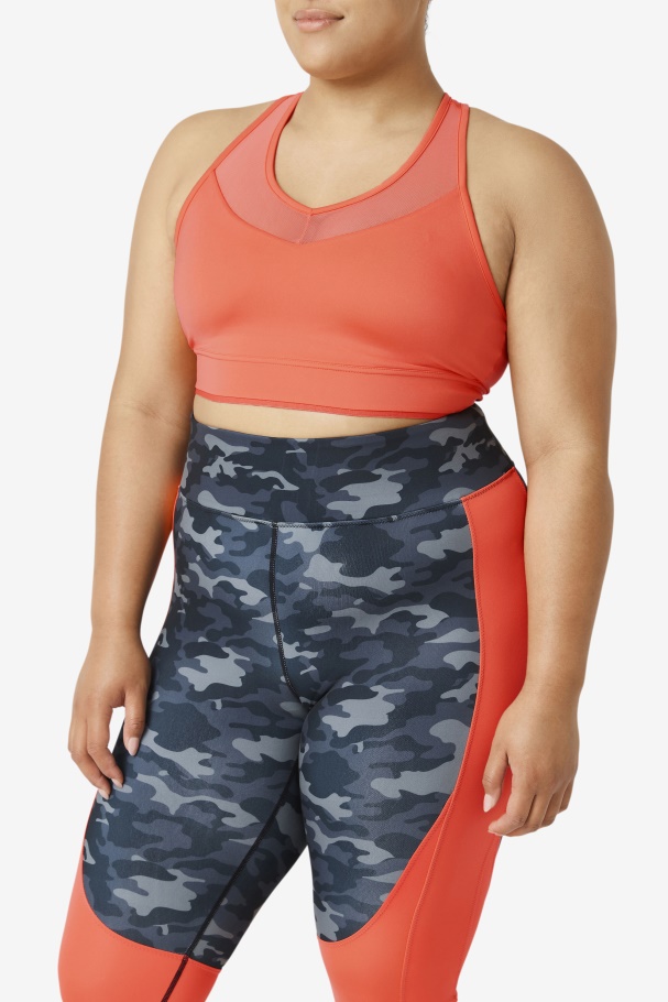 Fila UK Uplift Racerback Bra Top Hot Coral