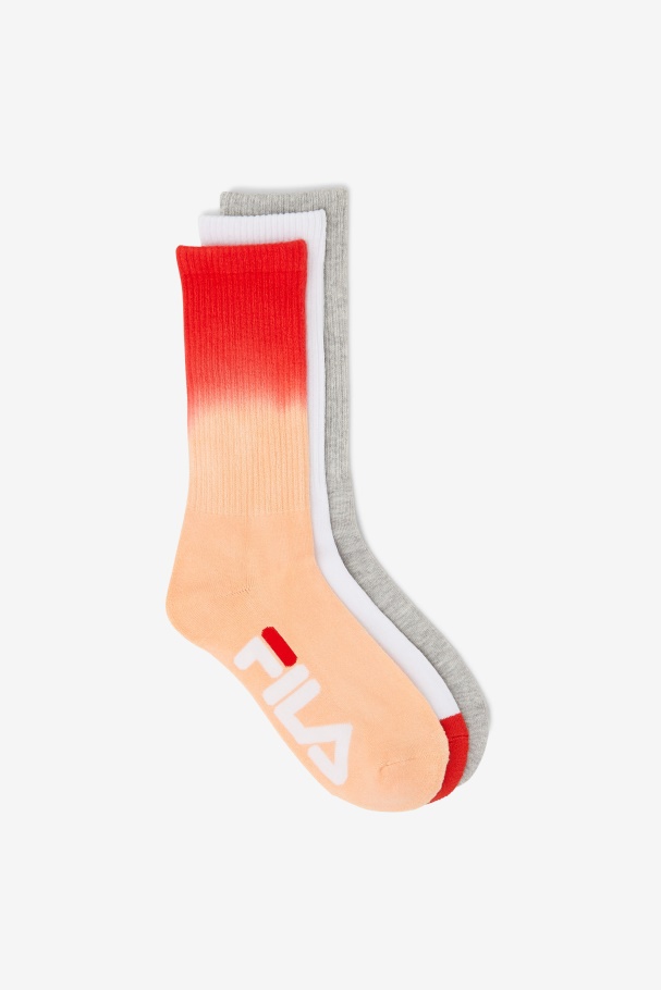 Women's Dip Dye Crew Sock 3-Pack Peach Fila UK