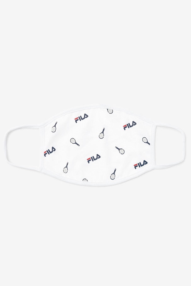 Fila UK White Tennis Print Face Mask White