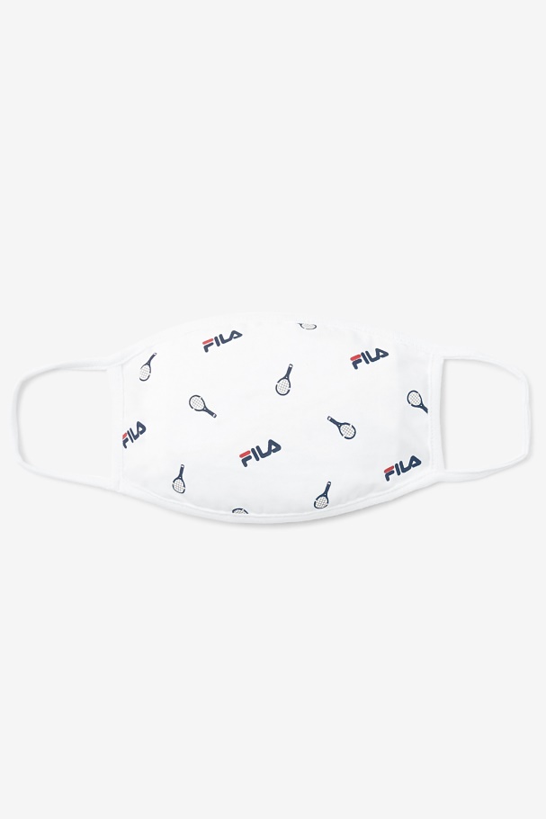 Fila UK White Tennis Print Face Mask White