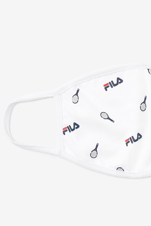 Fila UK White Tennis Print Face Mask White