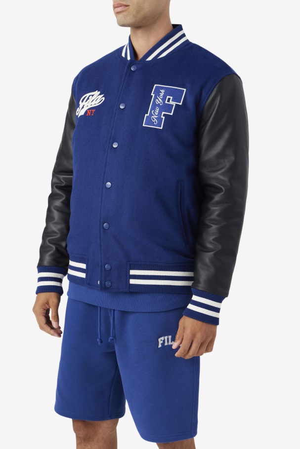Fila UK Josh Varsity Jacket Blue/Black