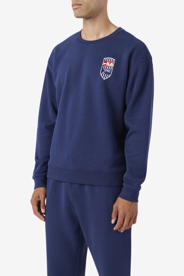 2Pac Fleece Patch Crew Fila UK Navy