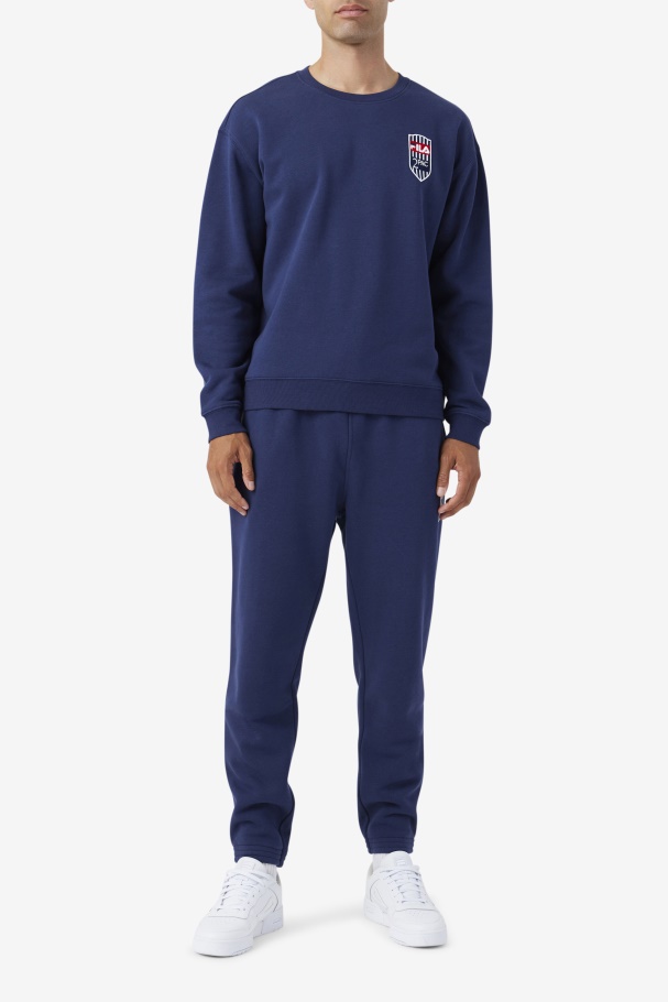 2Pac Fleece Patch Crew Fila UK Navy