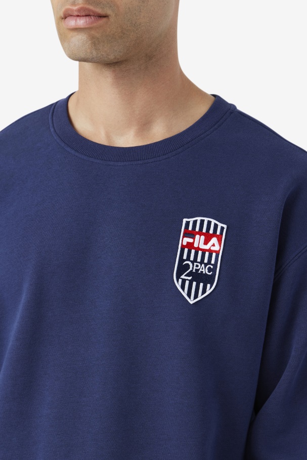 2Pac Fleece Patch Crew Fila UK Navy