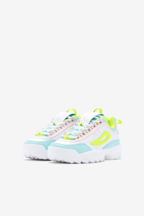 Fila UK White/Yellow/Blue Big Kids\' Disruptor 2 Premium